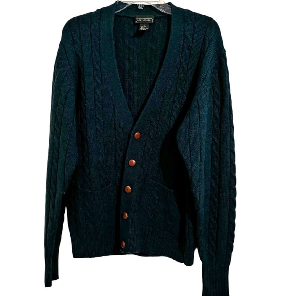 Neil Martin 100% Wool Cable Cardigan Vintage